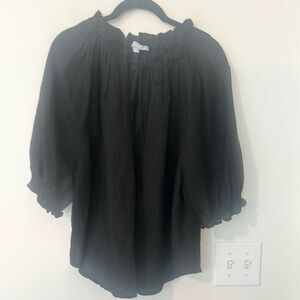 Antonio Melani Black Linen Blend Top L